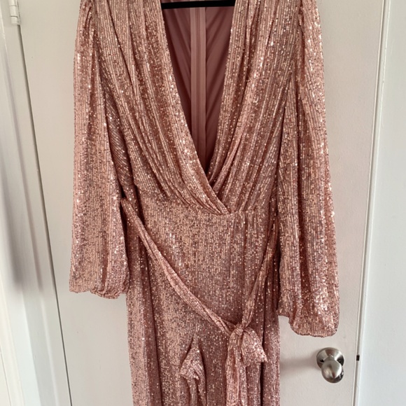 Pink Sequin Jumpsuit Plus Size Womens Party Outfit - Picture 2 of 4